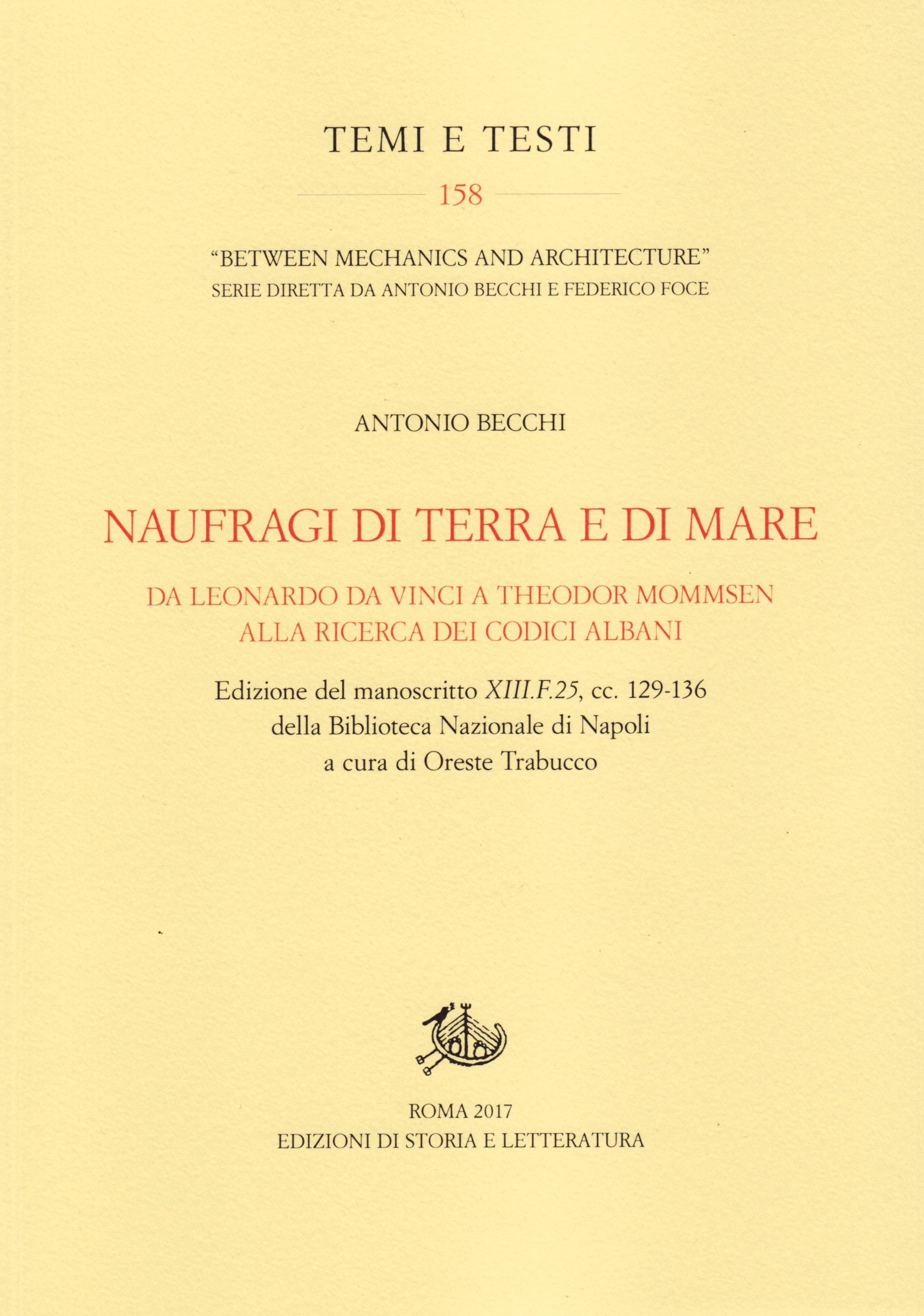 book cover: Antonio Becchi: Naufragi di terra e di mare (2017)