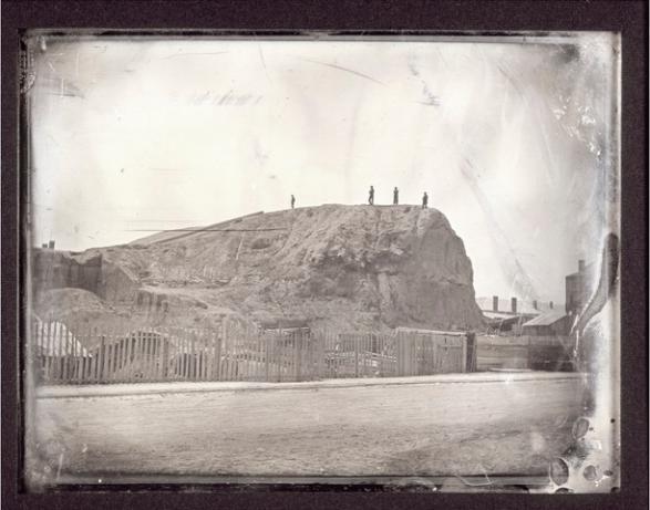 Destruction of Big Mound in St. Louis. Missouri History Museum, St. Louis. Easterly Daguerrotype Collection, 1852.
