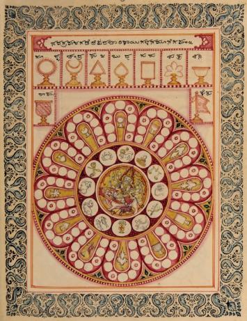 Manuscript of a 19th century dice game from India "Game of the Nine Planets"